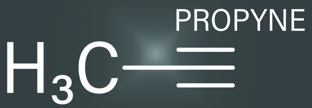 Propyne or methylacetylene molecule. Skeletal formula.	