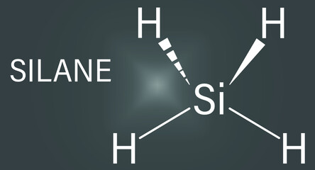 Silane (SiH4) molecule. Skeletal formula.	