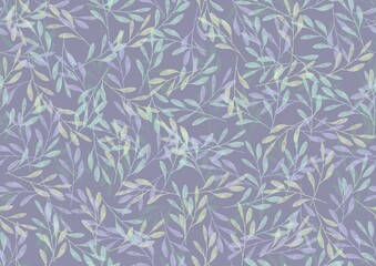 Calm abstract background of multi-colored twigs with leaves.