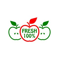 Fresh Apple 100% icon isolated on white background