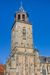 Fototapeta na wymiar Tower of the historic Lebuinus church in Deventer, Netherlands