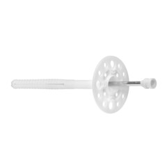 Metal nail, self-tapping screw, screw with a plastic dowel for construction work and repair on a white isolated background.