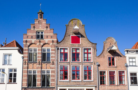 Historic gables in the center of Hanseatic city Deventer, Netherlands