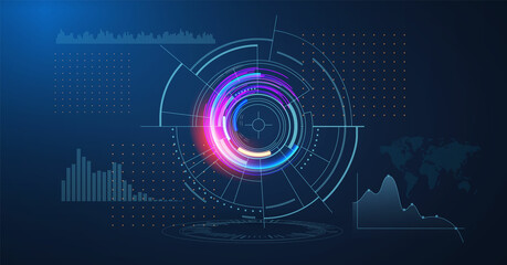 Abstract futuristik background with geometric elements and light effects. Screen design template,