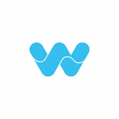 letter w simple curves geometric wavy water symbol vector