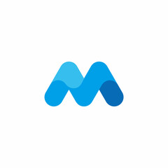 letter m wavy water gradient color logo vector