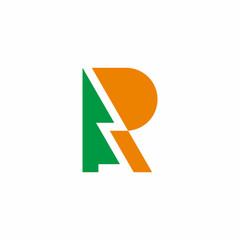 letter r tree sun outdoor symbol logo vector - obrazy, fototapety, plakaty
