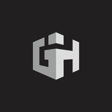 letter gh simple 3d shadow geometric logo vector