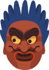 Japanese Noh Mask Cartoon Illustration