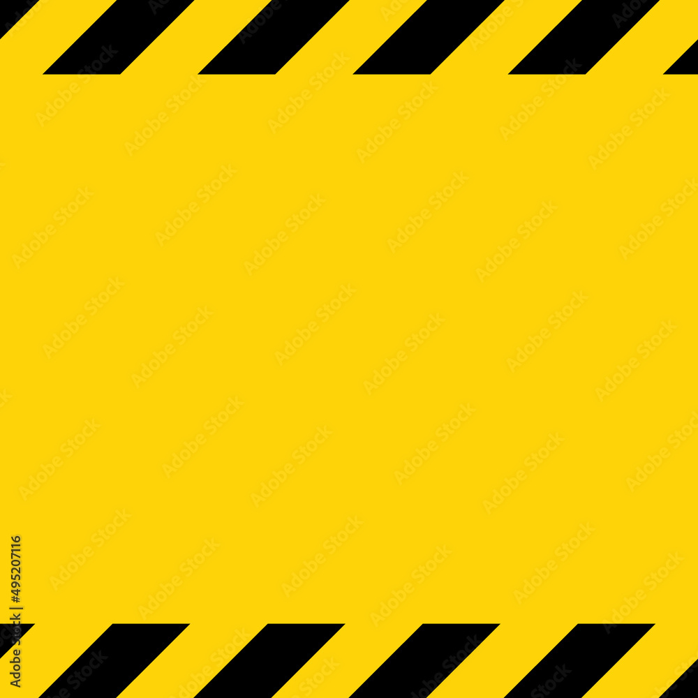 Wall mural black and yellow diagonal line striped. blank vector illustration warning background. hazard caution