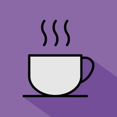 Coffee icon, breakfast drink cafe, cappuccino, hot simple isolated illustration, vector line