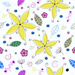 Flowers Dots & Swirls Seamless Vector 3 5000
