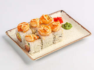 Japanese roll with salmon and prawn
