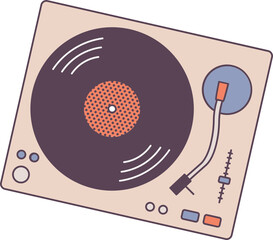 Vintage Vinyl Recorder or Turntable Colored Illustration