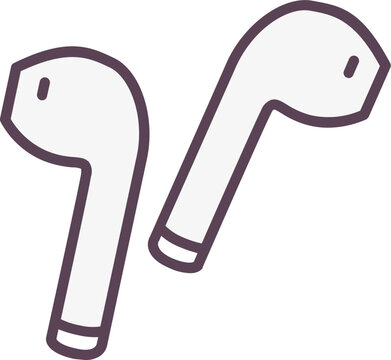 recommend clip art: Wireless Earphones Outline Illustration