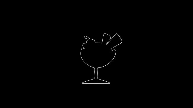 white linear cocktail silhouette. the picture appears and disappears on a black background.
