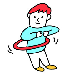 遊ぶ子どもの個性・多様性　フラフープをする男の子のイラスト