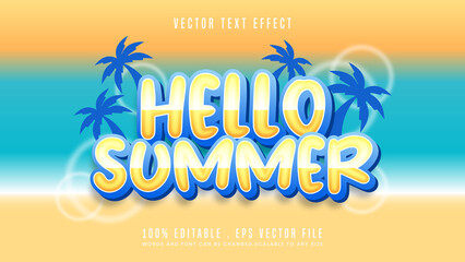 Fototapeta na wymiar Hello summer editable text effect font style