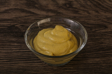 Dijon mustard sauce in the bowl