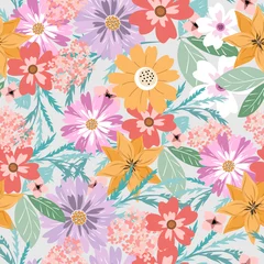 Tuinposter Vetor seamless floral colorful pattern. Good for fabric, print, wallpaper, fashion and much more.  © Maratussolehah