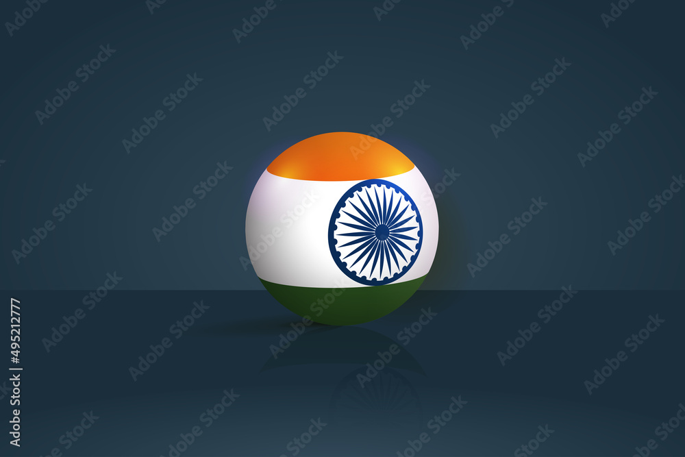 Wall mural india round flag 3d render vector buttons shape, india circle flag vector