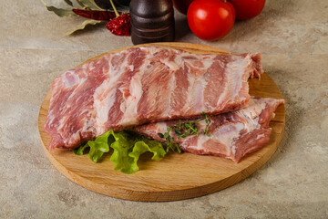 Raw pork ribs for cooking