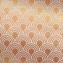 Gold Art Deco abstract background. Leather texture with silver geometric pattern. Scrapbook 20s paper