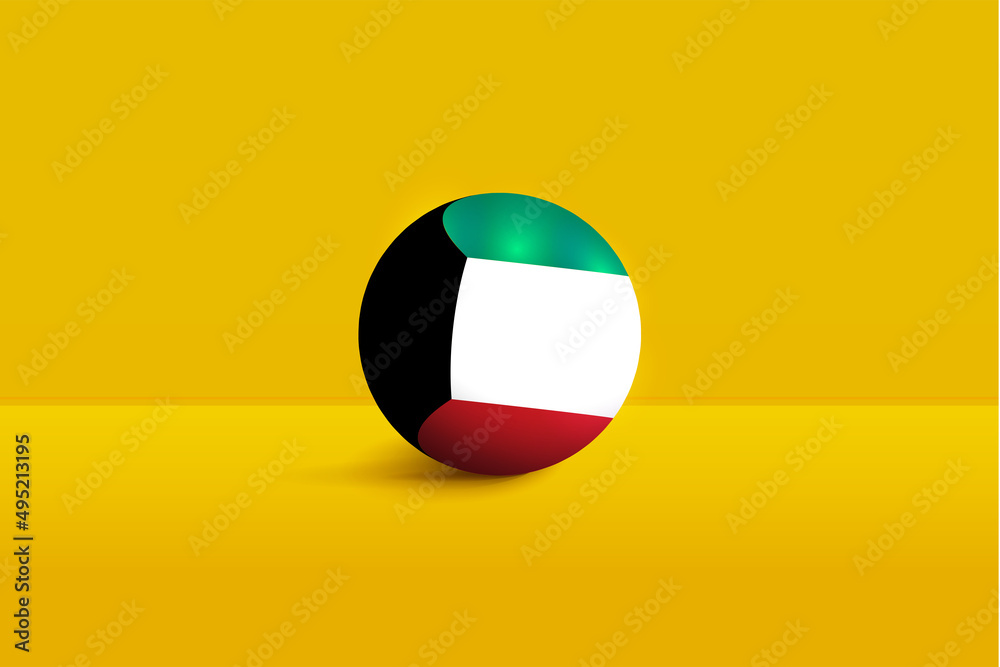 Wall mural kuwait round flag 3d render vector buttons shape, kuwait circle flag vector
