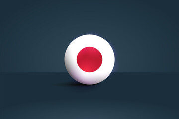 Japan round flag 3D render vector buttons shape, Japan circle flag vector