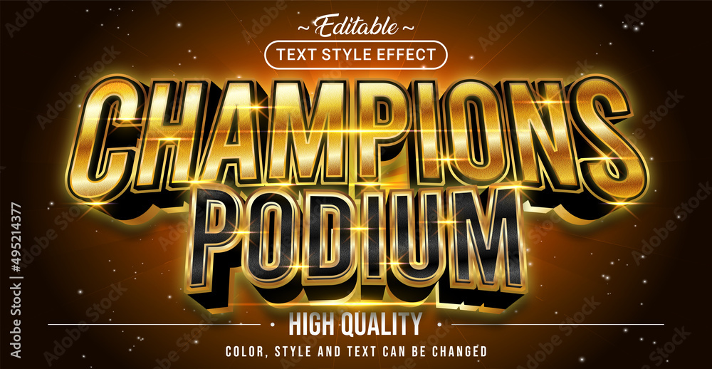 Poster editable text style effect - champions podium text style theme.