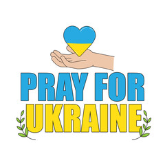 Pray for ukraine on white background