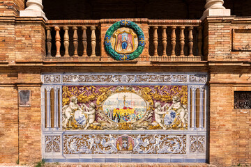 Sevilla, Plaza de España, Detail, Ornament, Bank, Andalusien, Spanien 