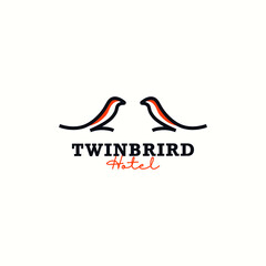 twins sparrows logo icon vector design illustration with modern, overlay and elegant styles. creative twins bird logo vector design template for business, company and community.