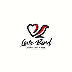 creative love bird logo vector design illustration with modern, overlay and typography styles. premium love bird logo icon vector design template for printing, business, company and community