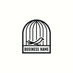 simple bird in cage icon logo vector design template, outline bird cage logo design icon design vector ideas concept with modern, clean and creative styles isolated on white background.