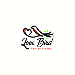 Fototapeta na wymiar creative love bird logo vector design illustration with modern, overlay, typography and elegant styles. colorful love bird icon logo design vector ideas concept for community, business and corporate.