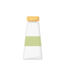 Glass bottle with wooden cap. Eco. Vector cartoon illustration