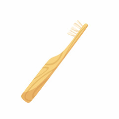 Environmentally friendly wooden toothbrush. Vector illustration. Wooden cutlery.