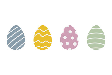 Background with cartoon decorated eggs. Vector illustration greeting card, ad, promotion, poster, flyer, web banner, article.