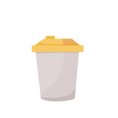 Ecological coffee cup with lid. Eco. Vector cartoon illustration