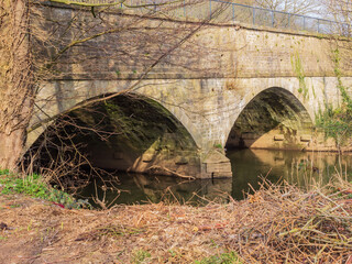 Two of the seven arches that make up the aquaduct that carries the Leeds and Liverpool canal across...