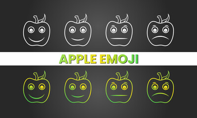 Set of Apple Emoji icon isolated with White and Gradient Color