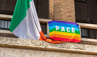Fototapeta na wymiar Italy and Peace Flags