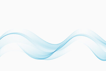 Blue wavy lines, abstract wave design element. Smoky flow of blue wave.