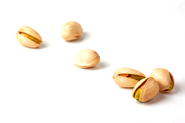  pistachio nuts isolated on white