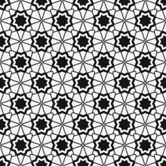 Octagons creating a grid. Vector with simple seamless pattern. Black color.