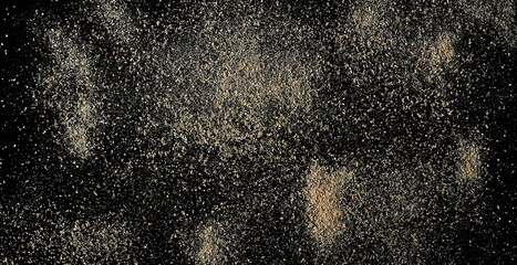 Shiitake mushroom powder (Sh), pile isolated on black 