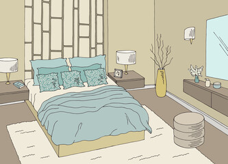 Bedroom graphic color interior sketch illustration vector 