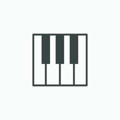piano keyboard vector isolated icon. note, sound, melody, music, key, instrument icon vector symbol