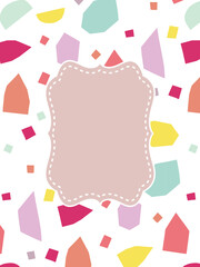 カラフルなモチーフが散らばる柄のフレーム